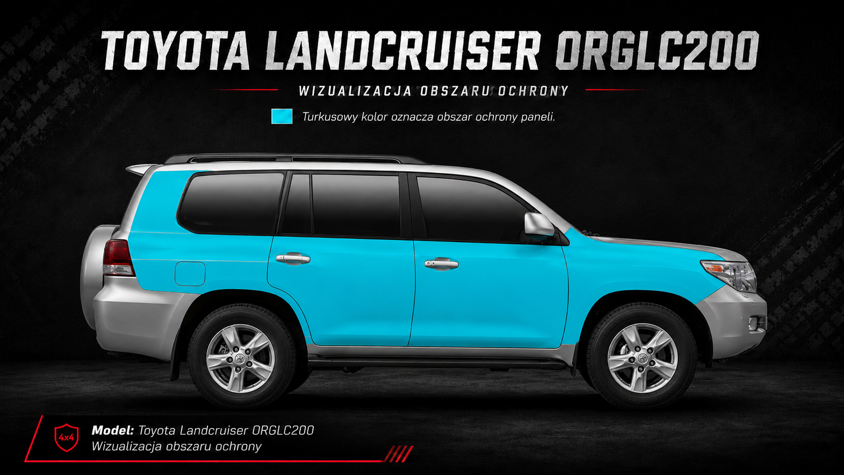 Wizualizacja obszaru ochrony Barriers44 Toyota Prado 200